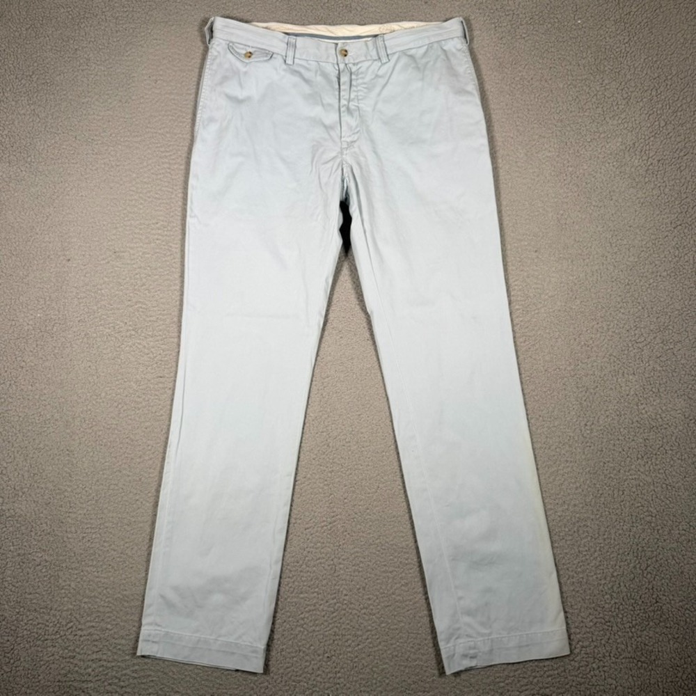 Polo Ralph Lauren Pants Mens 36x32 Blue Straight Fit Chino Preppy Talon Zip Logo